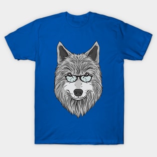 Wolf With Reading Glasses T-Shirt